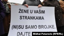 Sa jednog od protesta za bolji položaj žena u strankama u BiH