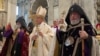 Vatican - Aram I (L), head of the Catholicosate of the Great House of Cilicia, Garegin II, Supreme Patriarch and Catholicos of All Armenians and Pope Francis (C) lead an Armenian-Rite mass marking 100 years since the Armenian genocide in Ottoman Turkey, 13 April, 2015.