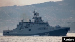 The Russian Navy's frigate Admiral Grigorovich sailing through the Bosphorus Strait last year.