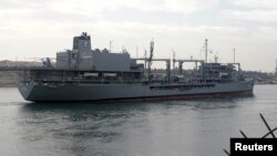 One of two Iranian naval ships that returned from Syria via the Suez Canal on February 21.