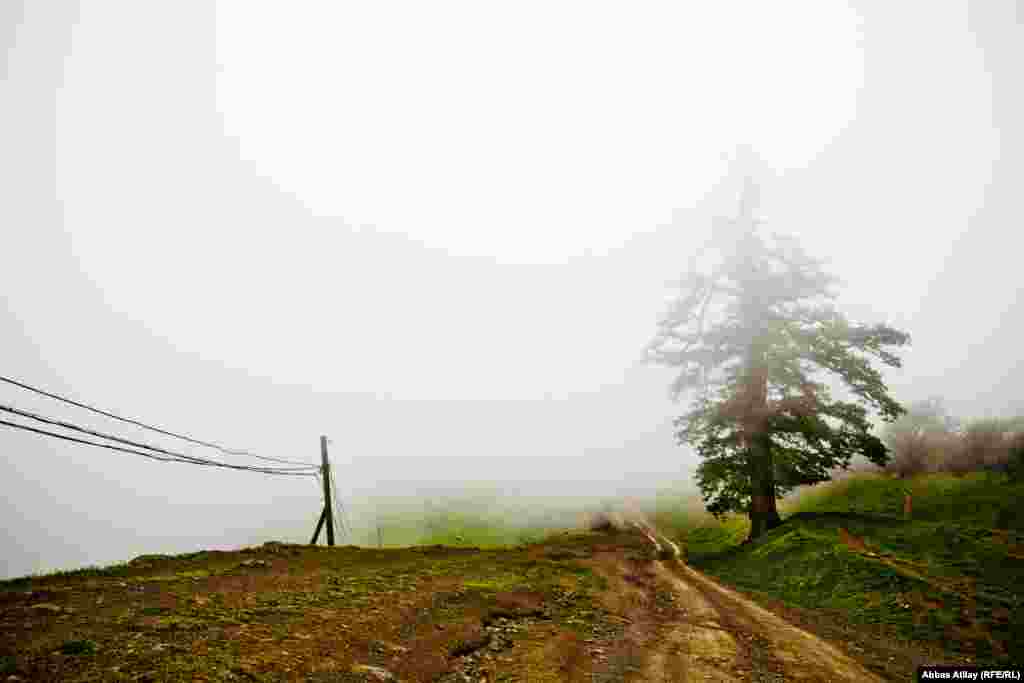 Lerik rayonunun dağlıq ərazisində yerləşən Rivarut kəndinə gedən yol. Bu yol ilin əksər vaxtı çənli olur. 