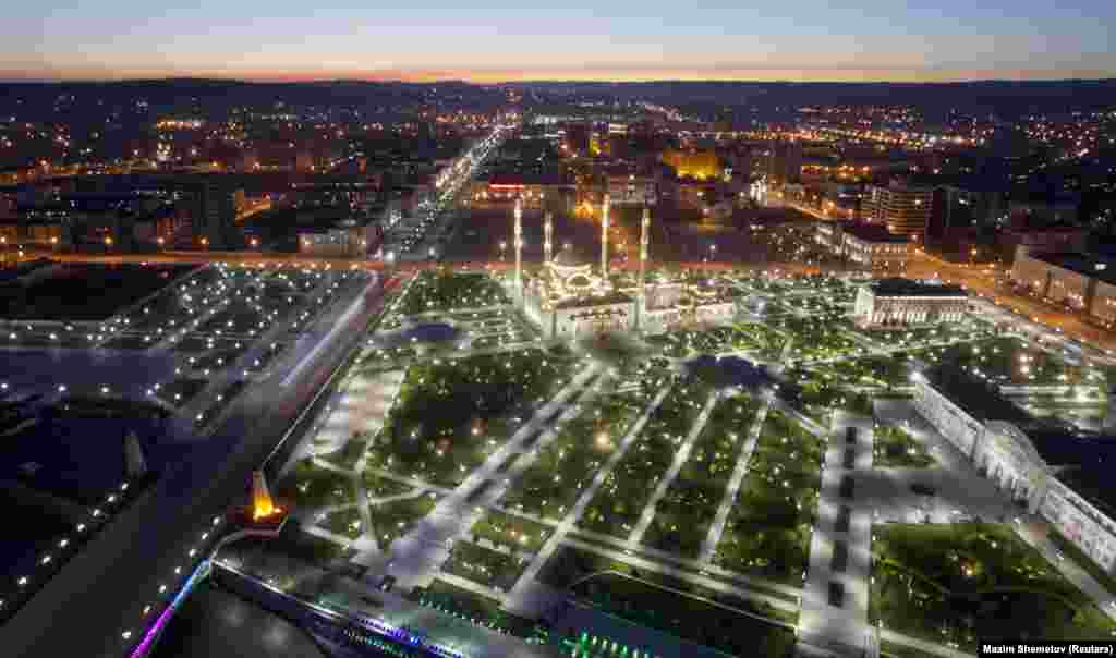 An aerial view shows the center of the rebuilt Chechen capital, Grozny. (Reuters/Maxim Shemetov)