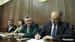 Armenia - The parliamentary leaders of the four main opposition parties release a joint declaration listing 12 demands to the government, Yerevan, 10Jun2014.