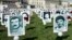 A file photo of a protest in Washington, D.C. showing images of the alleged victims of state-sponsored executions of Iranian political prisoners. 