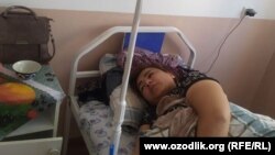 Дильдора Ходжакулова говорит, что после избиения сотрудниками Нацгвардии была госпитализирована в больницу Яккабагского района.