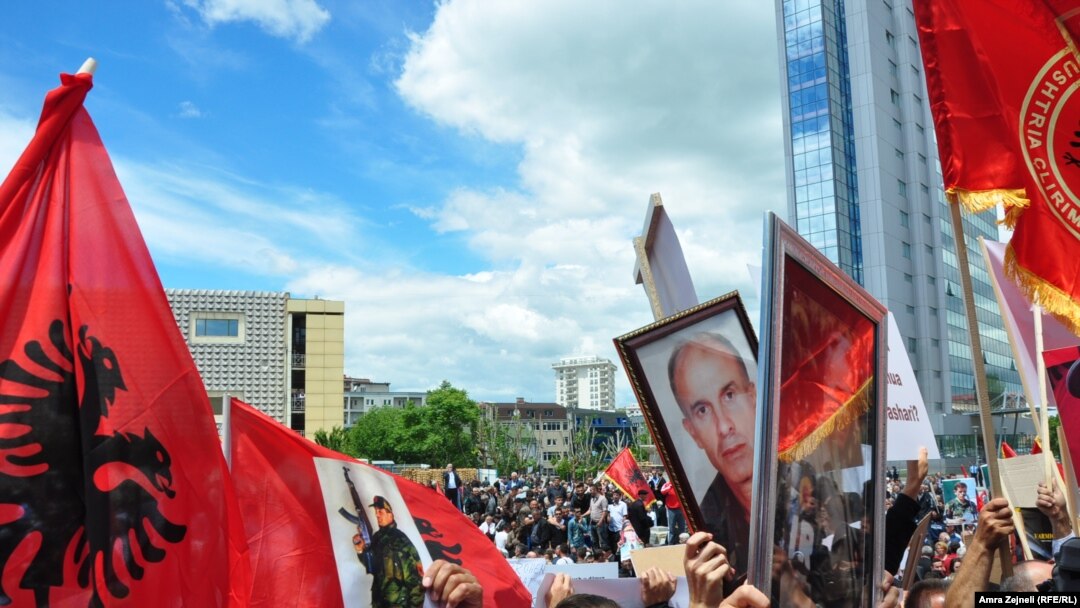 More than 5,000 Kosovar Albanians protested in Pristina.