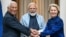 Președintele Consiliului European, Antonio Costa, prim-ministrul Indiei, Narendra Modi, și președinta Comisiei Europene, Ursula von der Leyen, înaintea întâlnirii lor de la Hyderabad House din New Delhi, pe 27 ianuarie 2026.