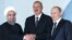 ولادیمیر پوتین، الهام علیف و حسن روحانی رئیسان جمهور روسیه، جمهوری آذربایجان و ایران در باکو