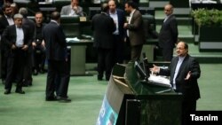 Mohammad Shariatmadari, Iran's new minister of Labor, defending his nomination in parliament on October 27, 2018.