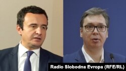 Kosovo's Prime Minister Albin Kurti (left) and Serbian President Aleksandar Vucic have endorsed an EU-facilitated proposal that aspires to normalize the relationship between the two countries. (composite file photo)