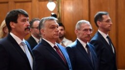 Áder János, Orbán Viktor, Pintér Sándor és Varga Mihály az Országházban 2018. május 22-én