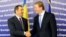Moldovan Prime Minister Vlad Filat meets in Brussels with Stefan Fule, the EU's enlargement commissioner (file photo)