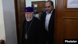 Armenia - Catholicos Garegin II arrives for his trial in Vagharshapat, August 7, 2026.