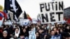 Demonstrators at an opposition rally in Moscow last month protest against the bill about sovereign RuNet and censorship on the Internet. 