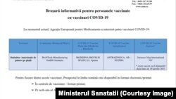 Broșua poate fi găsită în centrele de vaccinare