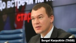 Mikhail Degtyaryov attends a press conference in Moscow in October 2019.