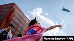 La o demonstrație împotriva interzicerii Telegram la Moscova