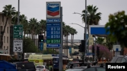 Gasoline prices, shown here in Los Angeles, have risen following the US-Israeli air strikes against Iran.