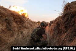 Ukrainian sappers on the front line in Ukraine's Donetsk region