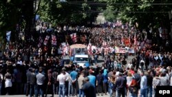 Thousans of antigay activists marched in Tbilisi on May 17.