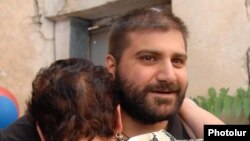 Arman Babajanian on his release from a Yerevan prison on August 4.