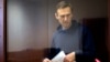 Russian opposition leader Aleksei Navalny in a Moscow courtroom on February 16.