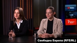 Д-р Калина Божилова (вляво) и Василена Димитрова в Студио България на Свободна Европа, 4 ноември 2025 г.