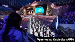Спортсмены Казахстана на церемонии открытия Всемирных игр кочевников. Бишкек, 31 августа 2026 года