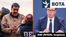 Fotografi e kombinuar e liderit të rrëzuar të Venezuelës, Nicolas Maduro, dhe presidentit të Serbisë, Aleksandar Vuçiq.