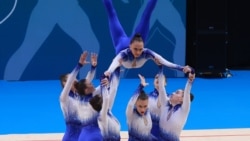 Националният отбор на България по естетическа гимнастика: Карина Нейкова, Сияна Табакова, Дария Капсъзова, Яна Стайкова, Мария Мехлемова, Христиана Ковачева, Виктория Берова, Сибила Кърпачева 