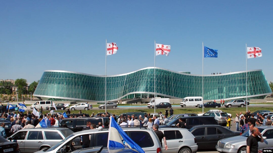 An opposition rally in front of the Interior Ministry in Tbilisi on May 19.