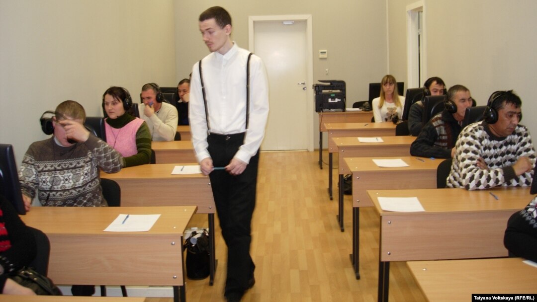 Hopefuls take the Russian-language exam for working migrants in St. Petersburg. But do they know who Ivan VI was?