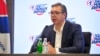 Aleksandar Vučić u sedištu svoje Srpske napredne stranke, 20. oktobar 2020. godine.