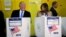 Republican presidential nominee Donald Trump (left) and his wife, Melania, vote in New York City on November 8.