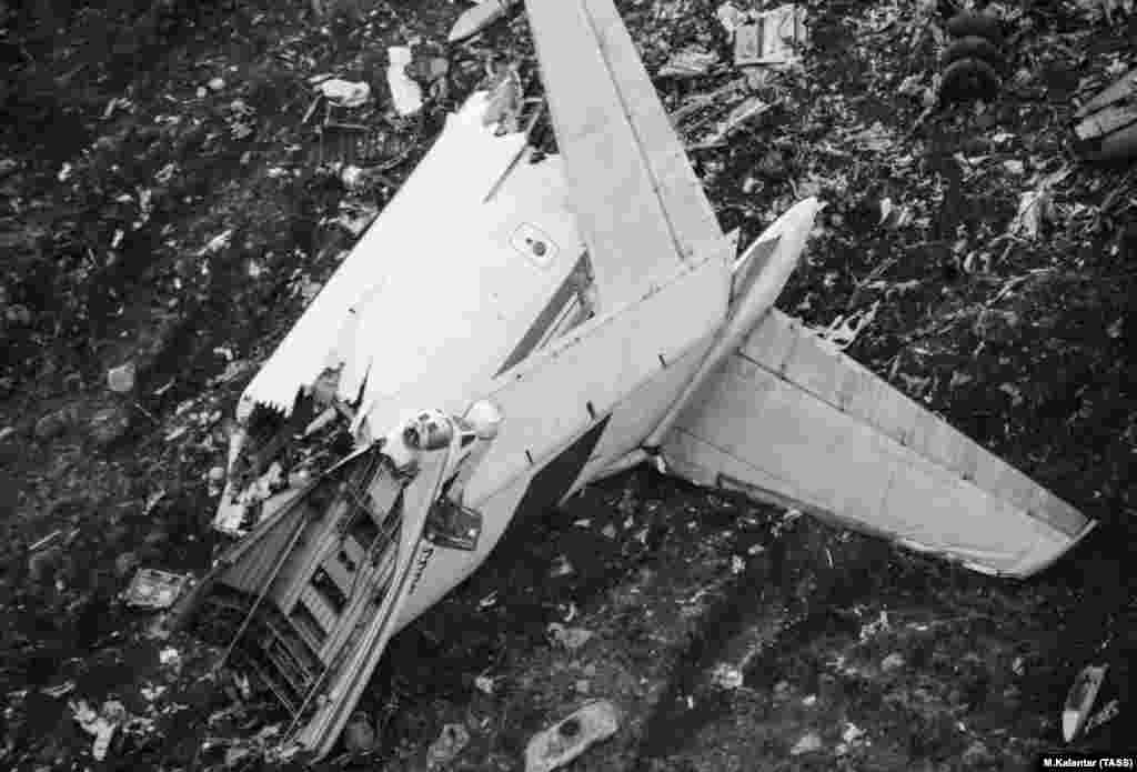 On December 12, a Soviet military transport plane crashed on approach to the chaotic Gyumri airport, killing 78 people. Soon afterward, a Yugoslav plane -- also part of the relief effort -- crashed near Yerevan, killing seven.