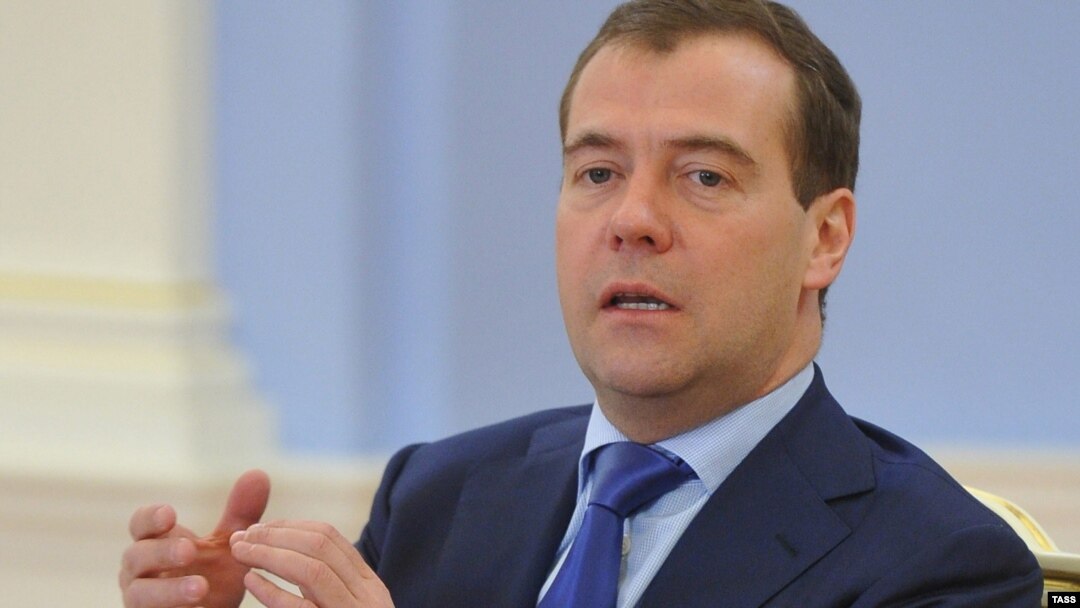 Russian Prime Minister Dmitry Medvedev addresses a meeting at his Gorki residence outside Moscow on November 2.