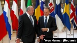 გიორგი მარგველაშვილი და დონალდ ტუსკი. ბრიუსელი, 2018 წლის 8 მარტი