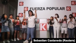 Keiko Fudžimori u sedištu stranke u Limi 11. aprila 2021.