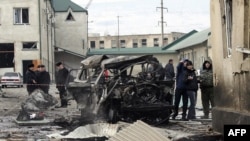 The site of a suicide bombing in Makhachkala, Daghestan, on January 6