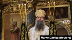Fotografi nga arkivi. Patriarku i Kishës Ortodokse Serbe, Porfirije, gjatë një shërbese në Beograd, 19 shkurt 2021.