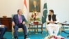 Tajik President Emomali Rahmon (left) and Pakistani Prime Minister Imran Khan met in Islamabad on June 2.