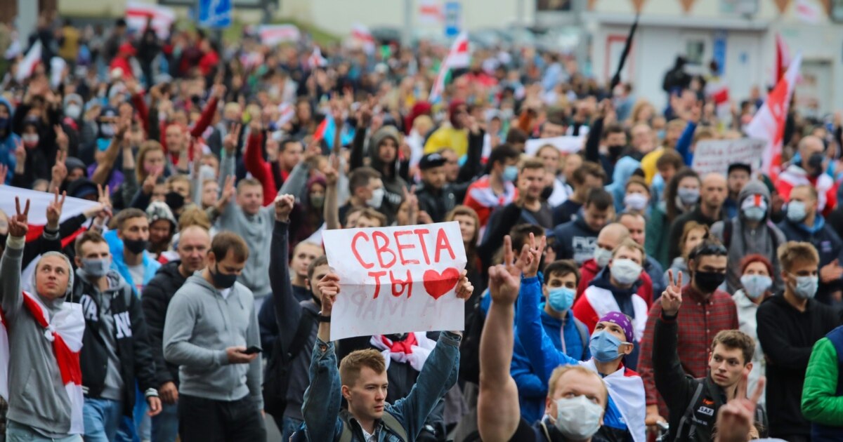 Tens Of Thousands March On 50th Day Of Protests In Belarus