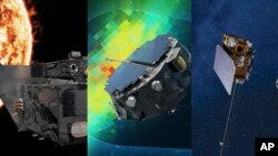 Tri sondat e nisura drejt hapësirës për monitorimin e motit hapësinor. 