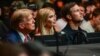 Former U.S. President Donald Trump (left), his daughter Ivanka Trump (center), and her husband, Jared Kushner, attend a mixed-martial-arts event at the Kaseya Center in Miami, Florida, on March 9.