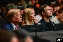 Former U.S. President Donald Trump (left), his daughter Ivanka Trump (center), and her husband, Jared Kushner, in Miami on March 9.