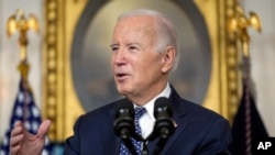 Predsjednik Joe Biden govori u Diplomatskoj prijemnoj sobi Bijele kuće, 8. februara 2024., u Washingtonu. 