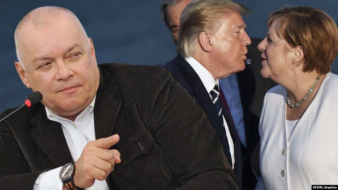 Дмитрий Киселев, Дональд Трампа и Ангела Меркель