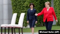 Maia Sandu și Angela Merkel, la Berlin, 16 iulie 2019