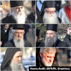 Ko, pored ostalih, prisustvuje odabiru novog patrijarha SPC? (od gore prema dole - levo pa desno: Irinej Bulović, Hrizostom Jević, Jovan Mladenović, Porfirije Perić, Fotije Sladojević i Grigorije Durić)