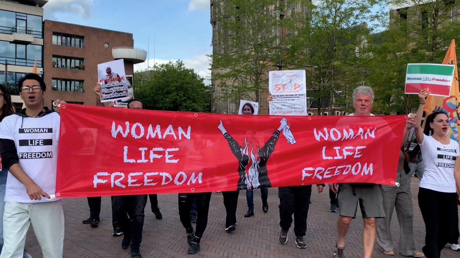 Grab: Netherlands -- Iranian diaspora rally marks Mahsa Amini's death anniversary, Groningen, September 14, 2024 